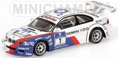 The 1:43 Diecast Modelcar of the BMW M3 GTR , Team BMW Motorsport #1 of the 24H Nurburgring 2005. The drivers were Muller / Muller / Stuck and Lamy. The manufacturer of the scalemodel is Minichamps.This model is only available online