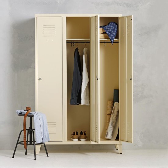 Lockerkast metaal I kledingkast slaapkamer I hang legkast I beige I  vintage, retro,... | bol.com