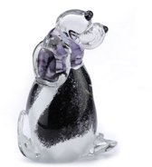 Urn / Mini Urn - Urn Hond Zwart/wit Zittend - Urn Voor As - Urn Hond - Urn Kat - Urn Glasobject - Urn Kunst - As-gedenkstuk - Glasurn