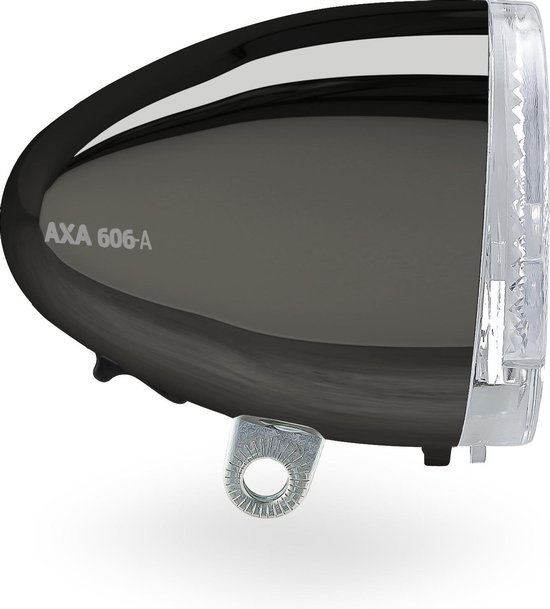 AXA 606 Auto Fietskoplamp - LED Voorlicht - 15 Lux - Dynamo - Auto On Lichtsensor - Geïntegreerde Reflector - Clear Lens Technology - 35 m Lichtbeeld - 2.250 m Zichtbaarheid - Retro Chrome — afbeelding 2
