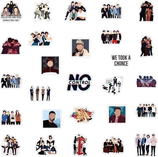 One Direction stickers - 50 stuks - One Direction merch - Harry styles - Harry styles stickers - Zayn Malik - Louis Tomlinson - Liam Payne - Niall Horan - Merkloos