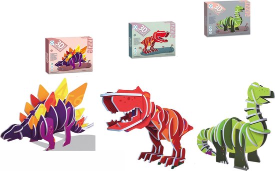 3D Puzzels Dinosaurussen Set van 3 | Dinosaurus puzzel | 3D Dino Puzzel  |... | bol.com