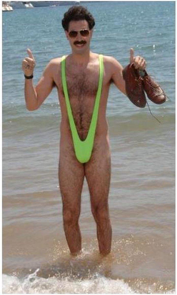 Neer Heren String Mankini Grappige Borat Tanga Zwemmen Ondergoed Kerstmis V-vorm Badpak, rood, One size