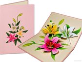 Popcards Cartes Pop-up - Carte d'anniversaire Bouquet Fleurs Lys Amour Amitié Félicitations Get Well Soon carte de voeux pop-up
