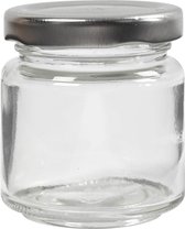 Glazen pot, h: 6,5 cm, d: 5,7 cm, transparant, 12stuks, 100 ml