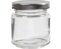 Glazen pot, h: 6,5 cm, d: 5,7 cm, transparant, 12stuks, 100 ml