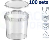 100 x plastic bakjes met deksel - 1200 ml - ø133mm - vershoudbakjes - meal prep bakjes rond - transparant - geschikt voor diepvries, magnetron en vaatwasser - direct van een Nederl