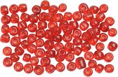 Rocailles. helder rood. d: 4 mm. afm 6/0 . gatgrootte 0.9-1.2 mm. 500 gr/ 1 doos