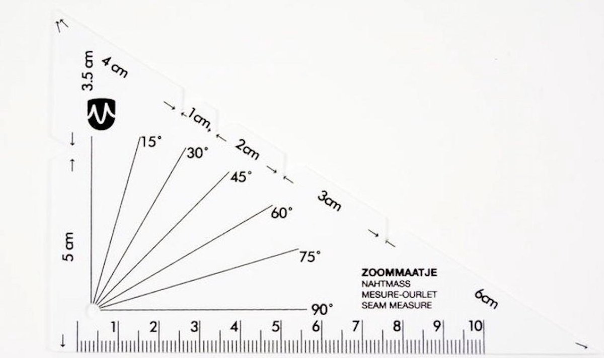 zoommaatje driehoek - wit plastic - zoommaat - fournituren maatje zoomen