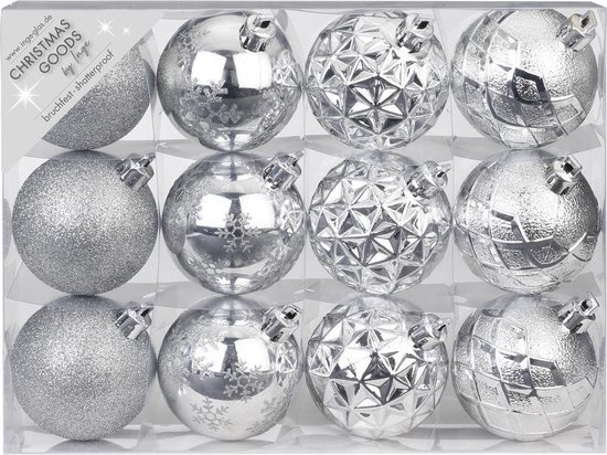 ze Kosten De vreemdeling Set van 24x luxe zilveren kerstballen 6 cm kunststof mat/glans -  Onbreekbare plastic... | bol.com
