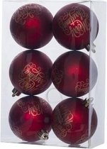 12x Rode kunststof kerstballen 6 cm - Tekst - Onbreekbare plastic kerstballen - Kerstboomversiering rood