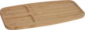 1x Serveerplanken/borden 3-vaks van bamboe hout 39 cm - Keuken/kookbenodigdheden - Tapas/hapjes presenteren/serveren - Vakkenbord/plank - Serveerborden/serveerplanken