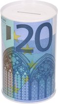 Spaarpot 20 euro biljet 8 x 15 cm - Blikken/metalen spaarpotten met euro biljetten