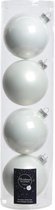 12x Winter witte glazen kerstballen 10 cm - Mat/matte - Kerstboomversiering winter wit