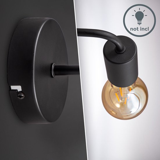 B.K.Licht I Wandlamp I retro lamp voor binnen I zwart I industrieel I