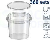 Récipients en plastique autour de ø95mm 360 ml. Transparent avec couvercle. 360 pièces