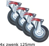 4X Zwenkwiel gelagerd  125mm universeel bruikbaar voor div doeleinden 100Kg