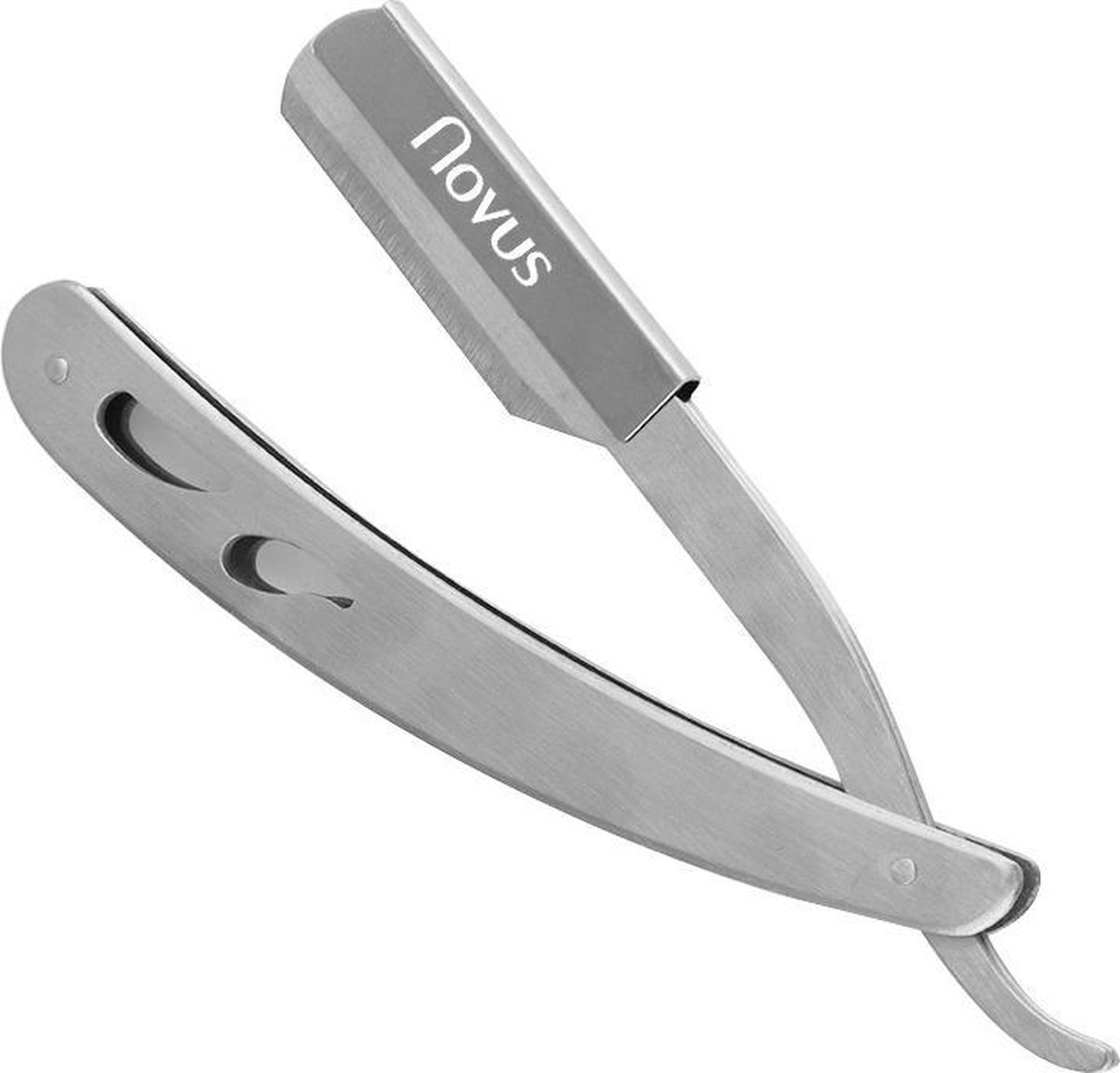 Novus Premium Shavette (incl. 10 double edge mesjes) Klassiek Open Klap Scheermes Barbiersmes Cut throat razor Nekmes Barber Scheermes Zilver