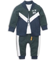 Dirkje - 3 pce Babysuit - Green + off white + navy - Mannen - Maat 86