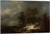 Acrylglas - Oude Meesters - Landschap met ruïnes, Jacob Isaacksz van Ruisdael - 90x60cm Foto op Acrylglas (Wanddecoratie op Acrylglas)