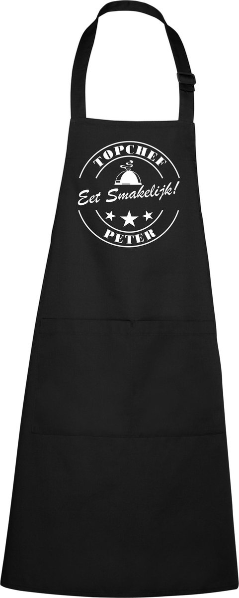Mijncadeautje Schort - Eetsmakelijk- met naam - prachtige en exclusieve keukenschort - zwart