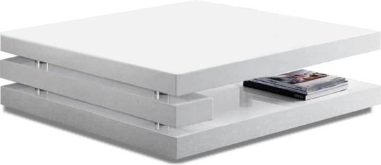 Salontafel Moderne Design hooglans wit  Tafel met opbergvak vierkant 100x100