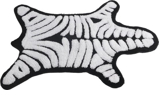 Lucy's Living ZEBRA Vloerkleed - handgemaakt - kinderkamer - zebra - dier - 110 x 80 cm - zwart - wit - jongenskamer - meisjeskamer - slaapkamer