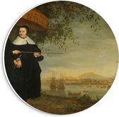 Forex Wandcirkel - Oude Meesters - Een opperkoopman van de VOC, Aelbert Cuyp - 20x20cm Foto op Wandcirkel (met ophangsysteem)