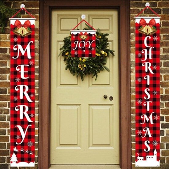 vier keer Graf Bloeden Kerst banners 2 stuks - kerst decoratie deur - binnen en buiten | bol.com