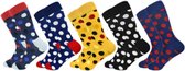 Gekleurde Sokken Heren/Dames – Vrolijke Sokken - Sokken met Prints - Hoge Kwaliteit – 5 paar - Maat 39-42 - Pakket 9
