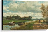 Canvas  - Oude Meesters - Landschap in de omgeving van Den Haag, Willem Roelofs - 90x60cm Foto op Canvas Schilderij (Wanddecoratie op Canvas)