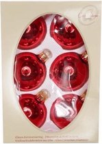 KERSTBALLEN SET 6 | KERSTVERSIERING | SHINY ROOD | 7CM | GLAS IN VENSTERDOOS