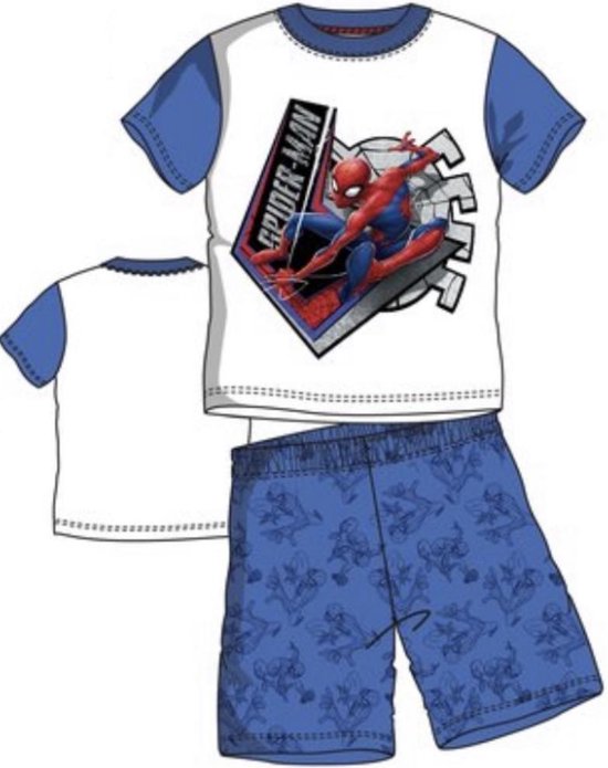 Pyjama Spiderman - blanc - bleu - taille 98/3 ans