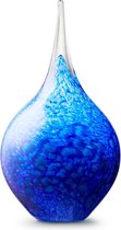 Urn / Mini Urn - Urn Druppel Medium Blauw - Urn Voor As - Urn Hond - Urn Kat - Urn Glasobject- Urn Kunst - As-gedenkstuk – Glas Urn Druppel