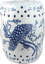 The Ming Garden Collection | Chinees Porselein | Porseleinen Tuinpoef met Pauwen | Blauw & Wit