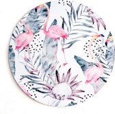 Moodadventures | Muismatten | Muismat Rond Flamingo's and Flowers | Rubber | 20x20
