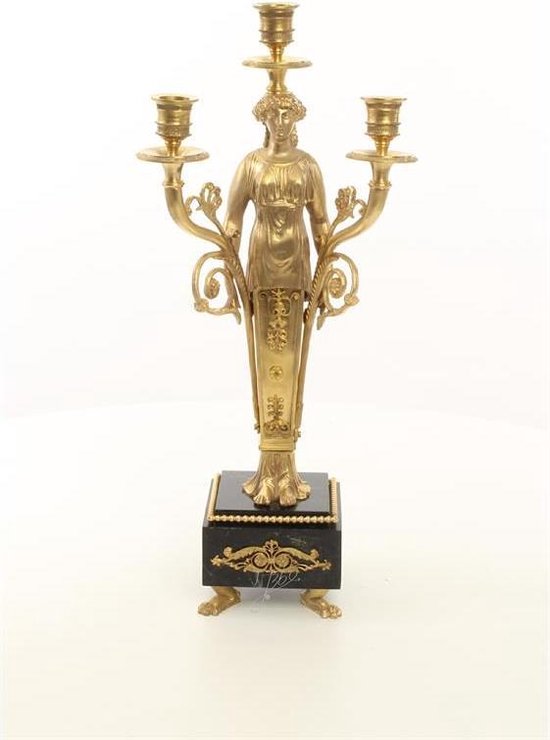 Binnenshuis kogel Toepassing Verguld Bronzen Dame - Klassieke Kandelaar - Set van 2 - 44,5 cm hoog |  bol.com