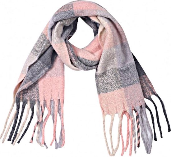 Sjaal - Roze, grijs - Heerlijk warme sjaal - Winter collectie | bol.com