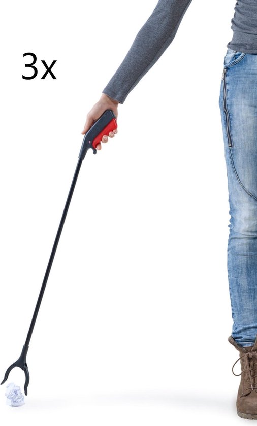 3x- Afvalgrijper - Derde Handje - Knijpgrijper - 78,5 cm - Grijper