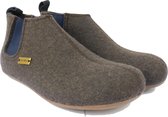 Haflinger Hygge Chelsea Boots Pantoffel - Taupe - 39 - Voetbed, Vilt, Blauw elastiek, uitneembare zool