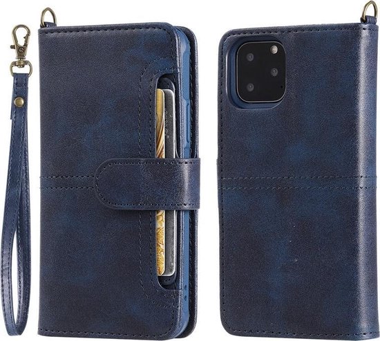 Luxe Telefoonhoesje voor Samsung Galaxy S9 | Hoogwaardig Leren Bookcase | Lederen Wallet Case | Luxe Uitstraling | Pasjeshouder | Portemonnee | Rits | Blauw