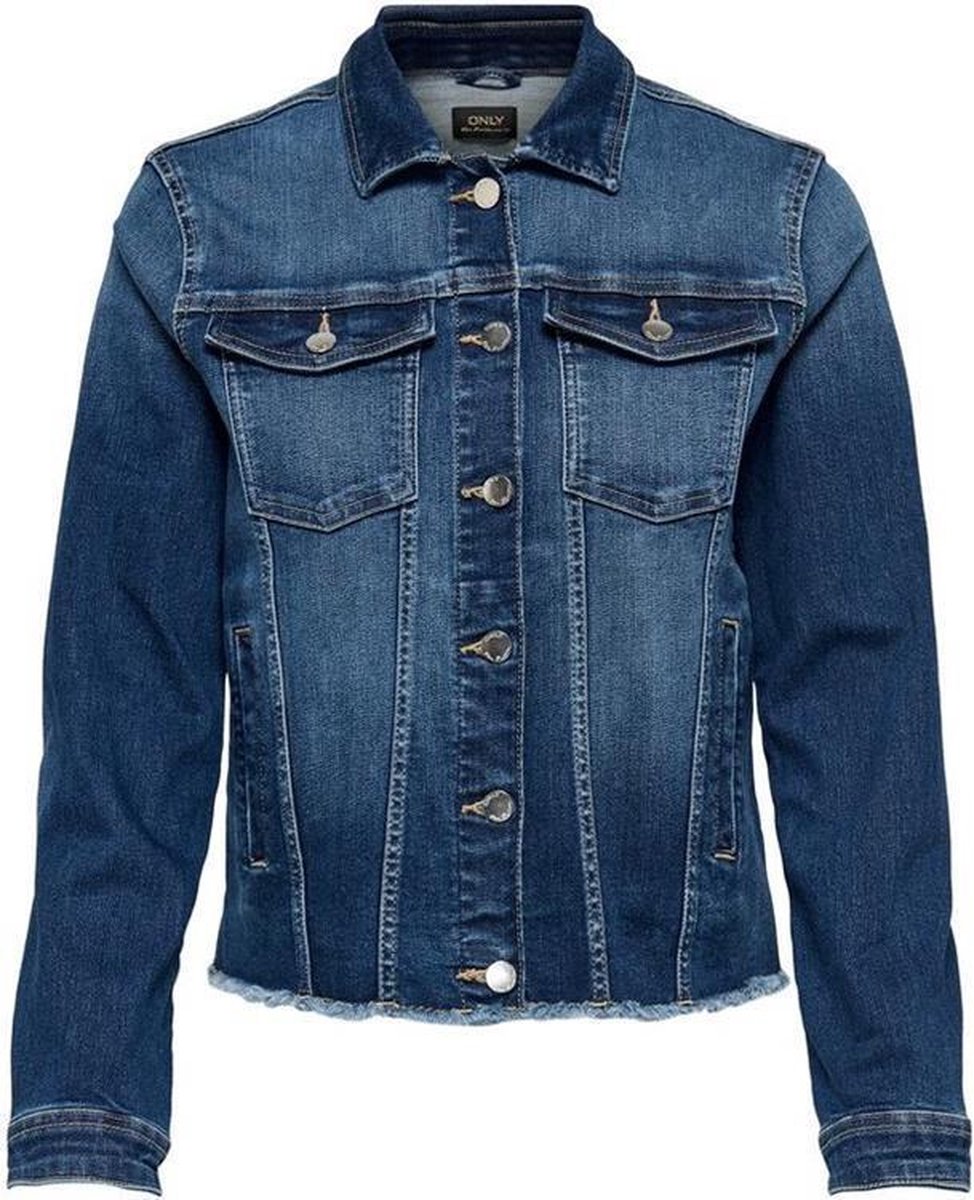 Onlblush reg jacket raw waist Dark blue denim. Onlblush reg jacket raw waist Dark blue denim.