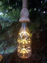 Touwlamp, hanglamp van 1 meter met zwarte plafondplaat inclusief een sierlijke retro gloeilamp in de vorm van een fles.