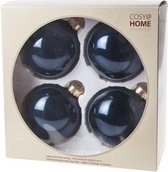 KERSTBALLEN SET 4 STUKS | KERSTVERSIERING | PEARL KONINGBLAUW | D10 CM | GLAS