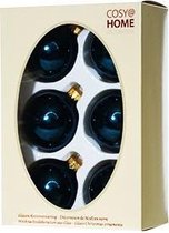 KERSTBALLEN SET 6 STUKS | KERSTVERSIERING | SHINY NACHTBLAUW | 7CM | GLAS IN VENSTERDOOS