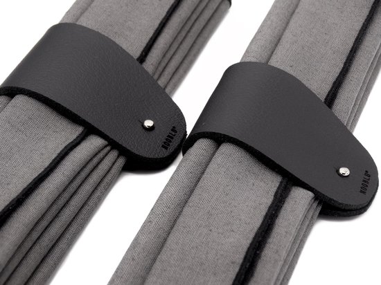 Ronds de serviette cadeau rond de serviettes et serviettes 8 pièces - MANCHES ET LIN - noir / anthracite