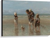Canvas  - Oude Meesters - Kinderen der zee, Jozef Israëls, 1872 - 100x75cm Foto op Canvas Schilderij (Wanddecoratie op Canvas)