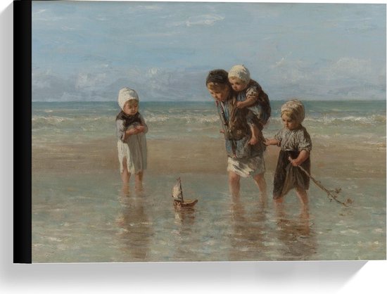 Canvas  - Oude Meesters - Kinderen der zee, Jozef Israëls, 1872 - 40x30cm Foto op Canvas Schilderij (Wanddecoratie op Canvas)