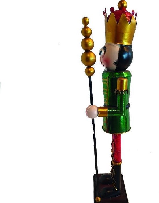 Ciao Notenkraker Kerstmis soldaat met zwaard (24 cm) van hout glitter zwart/ goud