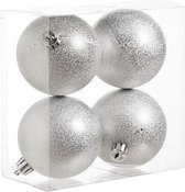 KERSTBALLEN SET 4 STUKS | KERSTVERSIERING | WRINKLE ZILVER | D8 CM | KUNSTSTOF